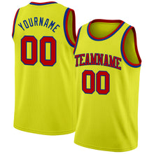 Load image into Gallery viewer, Custom Neon Yellow Red-Royal Authentic Basketball Jersey