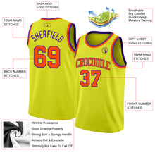 Load image into Gallery viewer, Custom Neon Yellow Orange-Purple Authentic Basketball Jersey