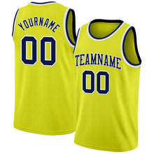 Load image into Gallery viewer, Custom Neon Yellow Navy-White Authentic Basketball Jersey