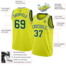Load image into Gallery viewer, Custom Neon Yellow Green-White Authentic Basketball Jersey