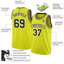 Load image into Gallery viewer, Custom Neon Yellow Black-White Authentic Basketball Jersey