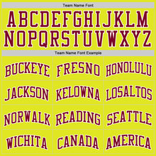 Load image into Gallery viewer, Custom Neon Yellow Maroon-White Authentic Basketball Jersey