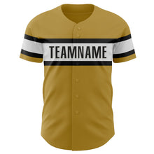 Load image into Gallery viewer, Custom Old Gold Black-White Authentic Baseball Jersey