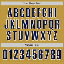 Load image into Gallery viewer, Custom Old Gold Navy-White Authentic Baseball Jersey