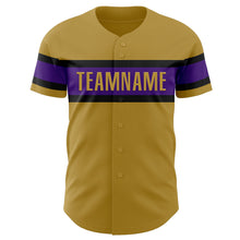 Load image into Gallery viewer, Custom Old Gold Purple-Black Authentic Baseball Jersey