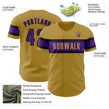 Load image into Gallery viewer, Custom Old Gold Purple-Black Authentic Baseball Jersey