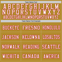 Load image into Gallery viewer, Custom Old Gold Red-White Mesh Authentic Throwback Football Jersey