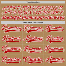 Load image into Gallery viewer, Custom Old Gold Red-White Hockey Lace Neck Jersey