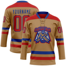 Load image into Gallery viewer, Custom Old Gold Red-Royal Hockey Lace Neck Jersey
