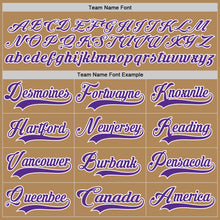 Load image into Gallery viewer, Custom Old Gold Purple-White Hockey Jersey