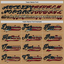 Load image into Gallery viewer, Custom Old Gold Vintage USA Flag Black-Maroon Hockey Jersey