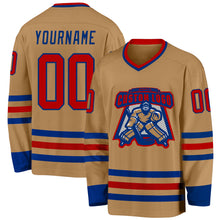 Load image into Gallery viewer, Custom Old Gold Red-Royal Hockey Jersey