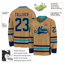 Load image into Gallery viewer, Custom Old Gold Navy-Teal Hockey Jersey