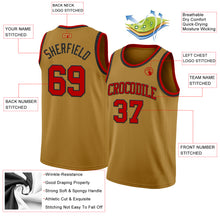 Load image into Gallery viewer, Custom Old Gold Red-Black Authentic Basketball Jersey