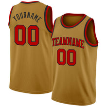 Load image into Gallery viewer, Custom Old Gold Red-Black Authentic Basketball Jersey