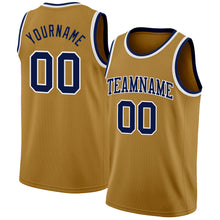 Load image into Gallery viewer, Custom Old Gold Navy-White Authentic Basketball Jersey