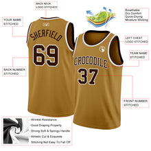 Load image into Gallery viewer, Custom Old Gold Brown-White Authentic Basketball Jersey