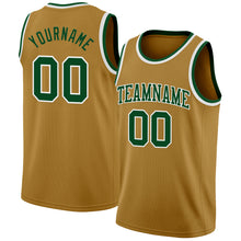 Load image into Gallery viewer, Custom Old Gold Green-White Authentic Basketball Jersey