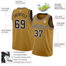 Load image into Gallery viewer, Custom Old Gold Black-White Authentic Basketball Jersey