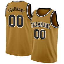 Load image into Gallery viewer, Custom Old Gold Black-White Authentic Basketball Jersey