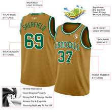 Load image into Gallery viewer, Custom Old Gold Kelly Green-White Authentic Basketball Jersey