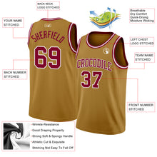 Load image into Gallery viewer, Custom Old Gold Maroon-White Authentic Basketball Jersey