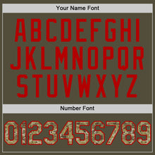 Load image into Gallery viewer, Custom Olive Camo-Red Mesh Authentic Throwback Salute To Service Baseball Jersey