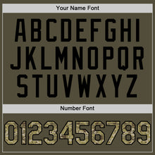 Load image into Gallery viewer, Custom Olive Camo-Black Mesh Authentic Throwback Salute To Service Baseball Jersey