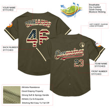 Load image into Gallery viewer, Custom Olive Vintage USA Flag-Cream Mesh Authentic Throwback Salute To Service Baseball Jersey
