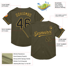 Load image into Gallery viewer, Custom Olive Black-Old Gold Mesh Authentic Throwback Salute To Service Baseball Jersey
