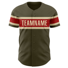 Load image into Gallery viewer, Custom Olive Vintage USA Flag Red-Cream Authentic Salute To Service Baseball Jersey