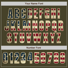 Load image into Gallery viewer, Custom Olive Vintage USA Flag Cream-Crimson Authentic Salute To Service Baseball Jersey