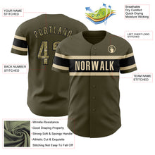 Load image into Gallery viewer, Custom Olive Camo Black-Cream Authentic Salute To Service Baseball Jersey