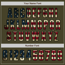 Load image into Gallery viewer, Custom Olive Vintage USA Flag Black-Cream Authentic Salute To Service Baseball Jersey