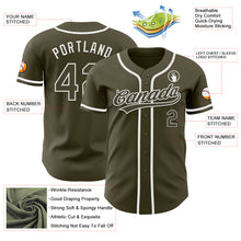 Load image into Gallery viewer, Custom Olive White Authentic Salute To Service Baseball Jersey
