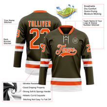 Load image into Gallery viewer, Custom Olive Orange-White Salute To Service Hockey Lace Neck Jersey