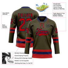 Load image into Gallery viewer, Custom Olive Red-Navy Salute To Service Hockey Lace Neck Jersey