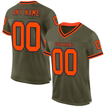 Load image into Gallery viewer, Custom Olive Orange-Navy Mesh Authentic Throwback Salute To Service Football Jersey