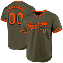 Load image into Gallery viewer, Custom Olive Orange-Black Authentic Throwback Salute To Service Baseball Jersey