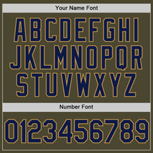 Load image into Gallery viewer, Custom Olive Navy-Old Gold Authentic Throwback Salute To Service Baseball Jersey