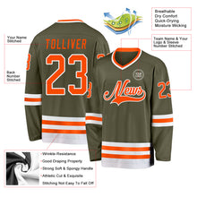 Load image into Gallery viewer, Custom Olive Orange-White Salute To Service Hockey Jersey