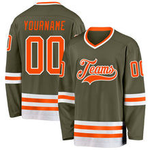 Load image into Gallery viewer, Custom Olive Orange-White Salute To Service Hockey Jersey