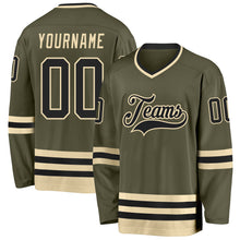 Load image into Gallery viewer, Custom Olive Black-Cream Salute To Service Hockey Jersey