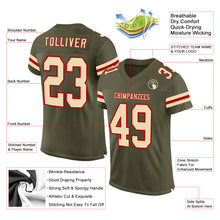 Load image into Gallery viewer, Custom Olive Cream-Red Mesh Authentic Salute To Service Football Jersey