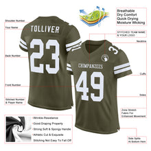 Load image into Gallery viewer, Custom Olive White Mesh Authentic Salute To Service Football Jersey