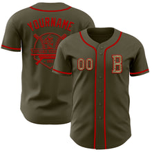 Load image into Gallery viewer, Custom Olive Camo-Red Authentic Salute To Service Baseball Jersey