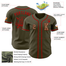 Load image into Gallery viewer, Custom Olive Camo-Red Authentic Salute To Service Baseball Jersey