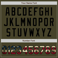 Load image into Gallery viewer, Custom Olive Vintage USA Flag-Black Authentic Salute To Service Baseball Jersey