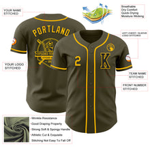 Load image into Gallery viewer, Custom Olive Gold-Black Authentic Salute To Service Baseball Jersey