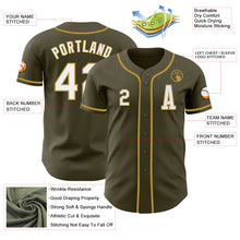 Load image into Gallery viewer, Custom Olive White-Old Gold Authentic Salute To Service Baseball Jersey